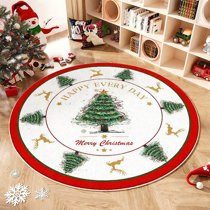 Non-Slip Round Christmas Tree Rug
