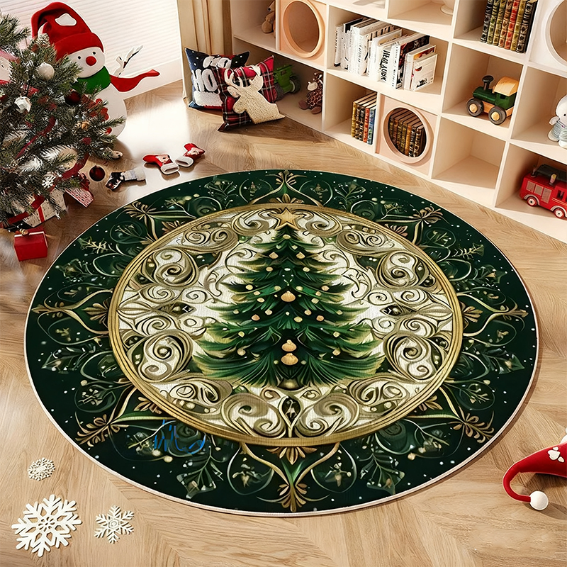 Non-Slip Round Christmas Tree Rug