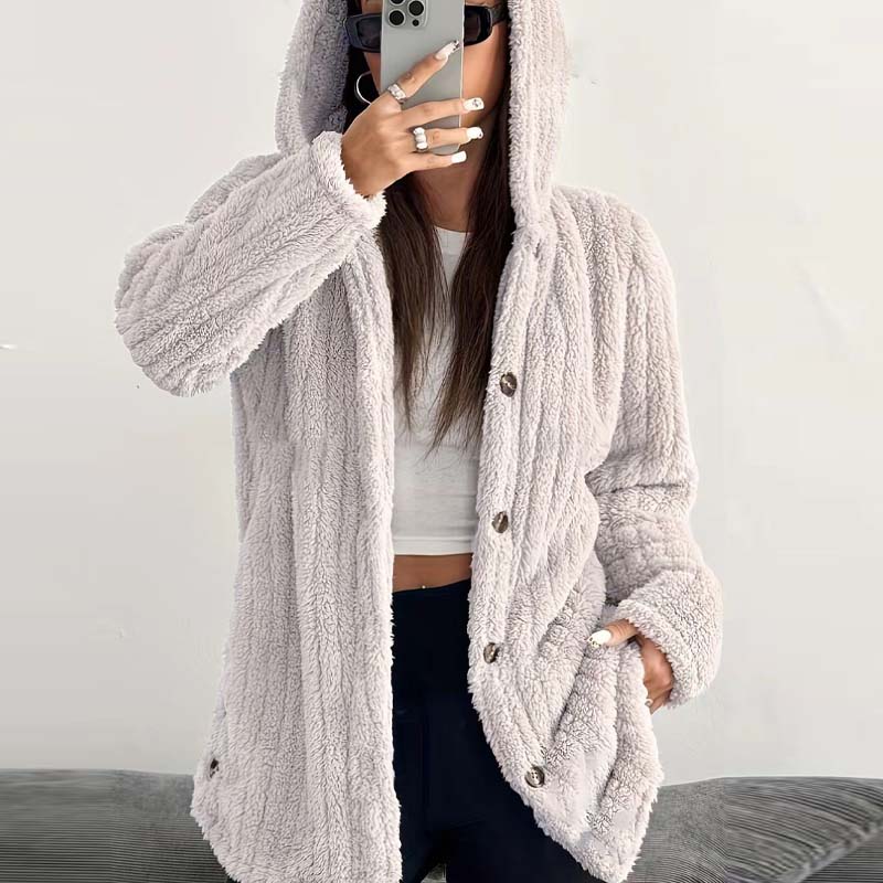 💃 LAST DAY 50% OFF! ✨Women's Fuzzy Hooded Long-Sleeved Coat