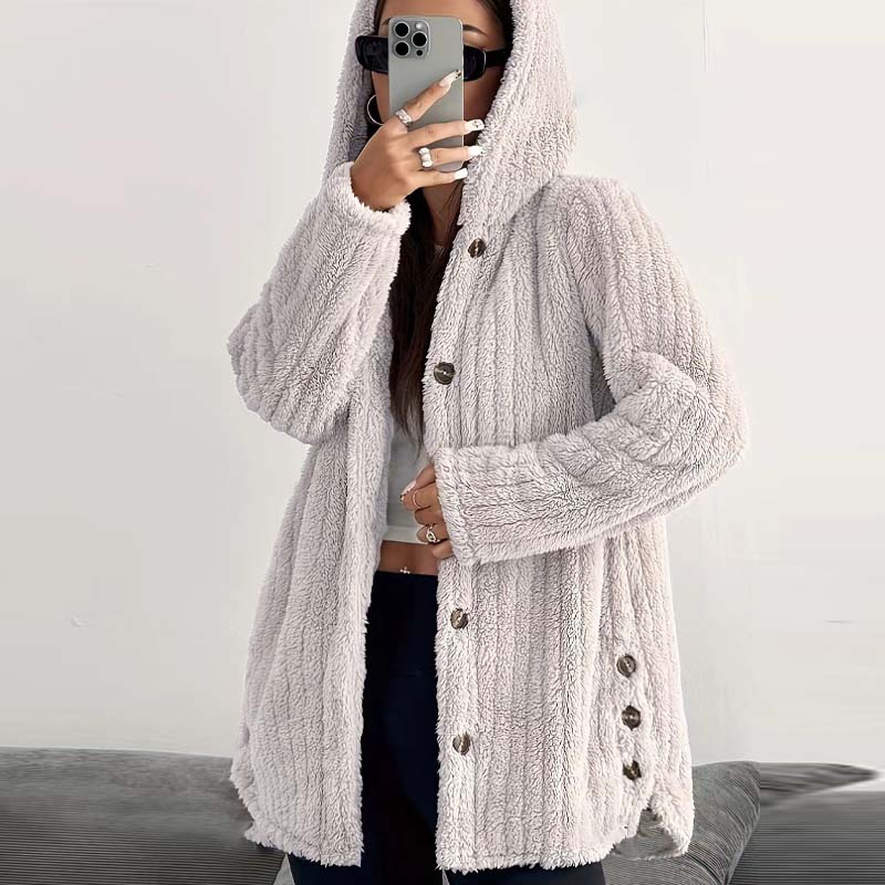💃 LAST DAY 50% OFF! ✨Women's Fuzzy Hooded Long-Sleeved Coat