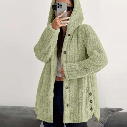 💃 LAST DAY 50% OFF! ✨Women's Fuzzy Hooded Long-Sleeved Coat