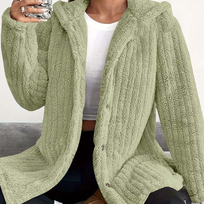 💃 LAST DAY 50% OFF! ✨Women's Fuzzy Hooded Long-Sleeved Coat