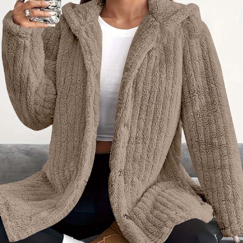 💃 LAST DAY 50% OFF! ✨Women's Fuzzy Hooded Long-Sleeved Coat