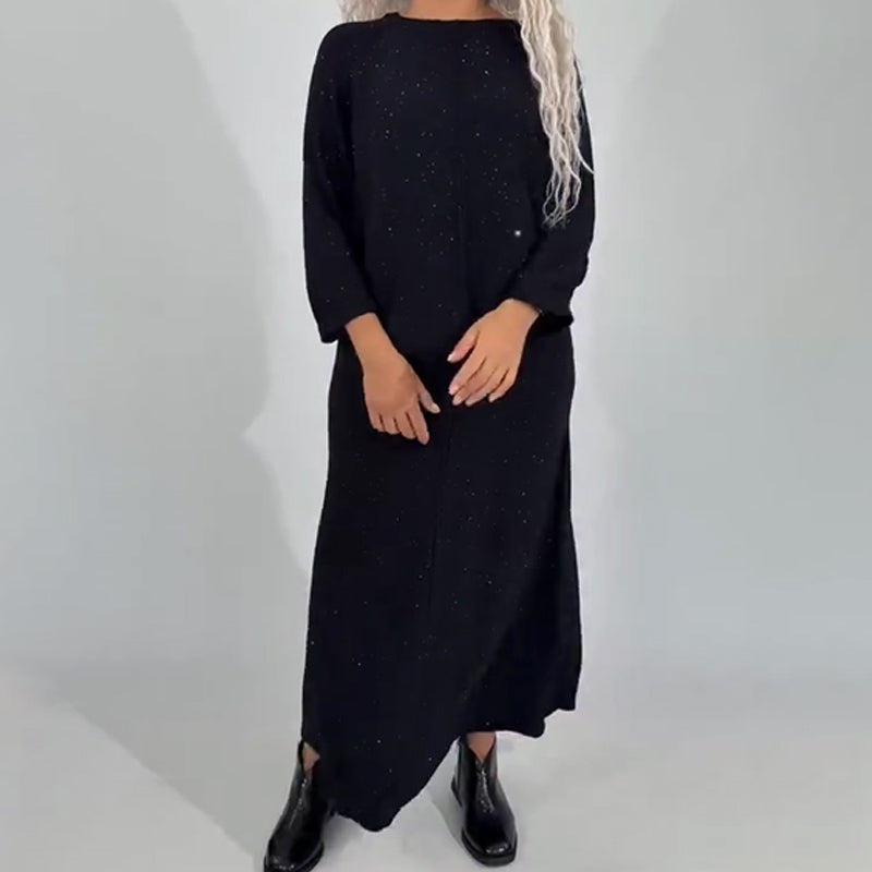 Women's Glitter Knit Long Sleeve Top & Skirt 2-Piece Set