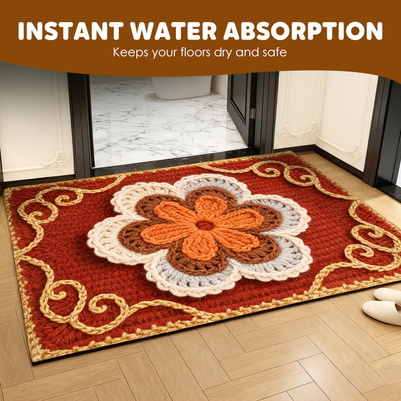 🦌Christmas Early Bird Special 50% off🏆3D Floral Yarn Anti-Slip Absorbent Floor Mat – Stylish, Soft & Safe