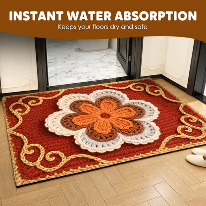 🦌Christmas Early Bird Special 50% off🏆3D Floral Yarn Anti-Slip Absorbent Floor Mat – Stylish, Soft & Safe