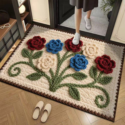 🦌Christmas Early Bird Special 50% off🏆3D Floral Yarn Anti-Slip Absorbent Floor Mat – Stylish, Soft & Safe