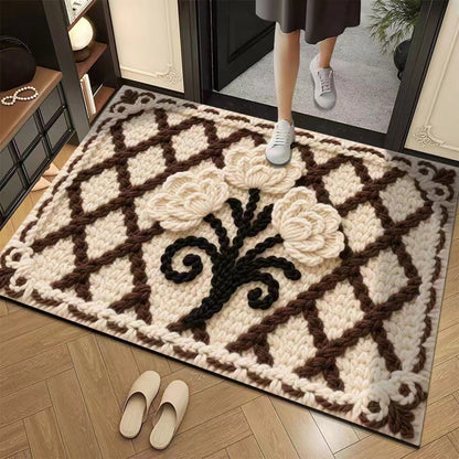 🦌Christmas Early Bird Special 50% off🏆3D Floral Yarn Anti-Slip Absorbent Floor Mat – Stylish, Soft & Safe