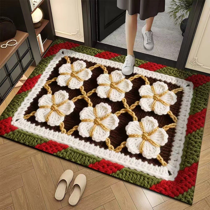 🦌Christmas Early Bird Special 50% off🏆3D Floral Yarn Anti-Slip Absorbent Floor Mat – Stylish, Soft & Safe