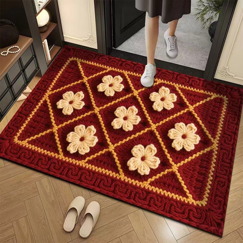 🦌Christmas Early Bird Special 50% off🏆3D Floral Yarn Anti-Slip Absorbent Floor Mat – Stylish, Soft & Safe