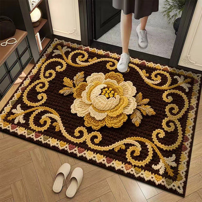 🦌Christmas Early Bird Special 50% off🏆3D Floral Yarn Anti-Slip Absorbent Floor Mat – Stylish, Soft & Safe