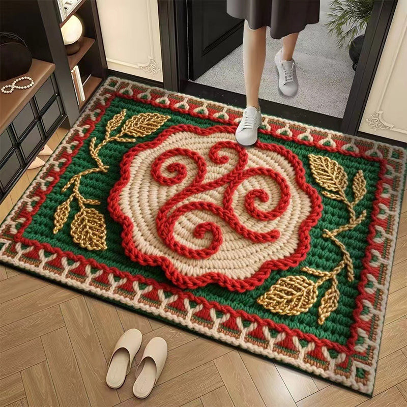 🦌Christmas Early Bird Special 50% off🏆3D Floral Yarn Anti-Slip Absorbent Floor Mat – Stylish, Soft & Safe
