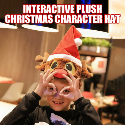 🎅🎉Interactive Plush Christmas Character Hat