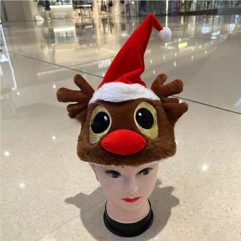 🎅🎉Interactive Plush Christmas Character Hat