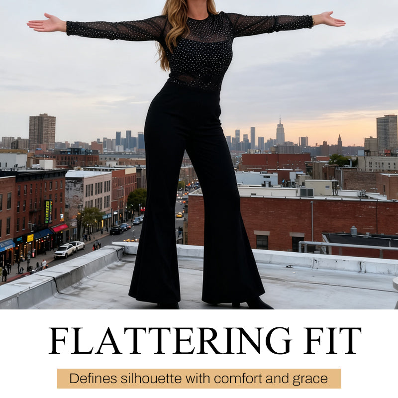 ✨ Women’s Glamorous Round-Neck Jumpsuit – Sparkling Sequin Top, Head-Turning Style for Parties & Evenings