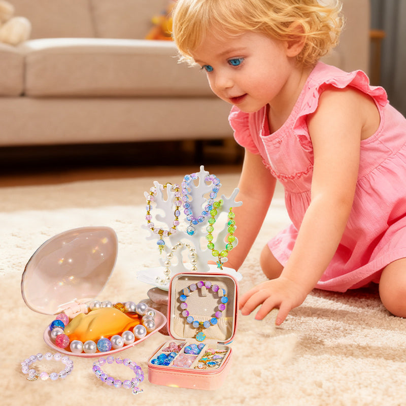 🔥New Arrival-🎅Christmas Gift idea 49%OFF -💎Oyster shell beaded gift box🎁Kids' DIY Bead Bracelet Making Kit