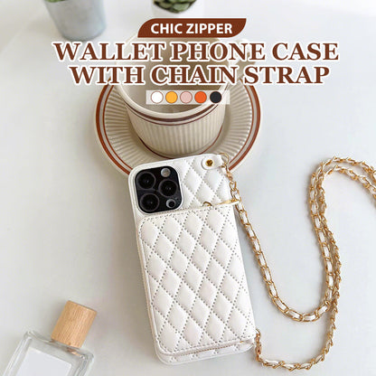 Chic Zipper Wallet Phone Case with Chain Strap