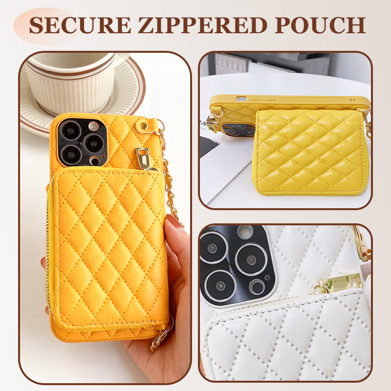 Chic Zipper Wallet Phone Case with Chain Strap