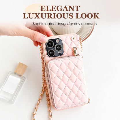 Chic Zipper Wallet Phone Case with Chain Strap
