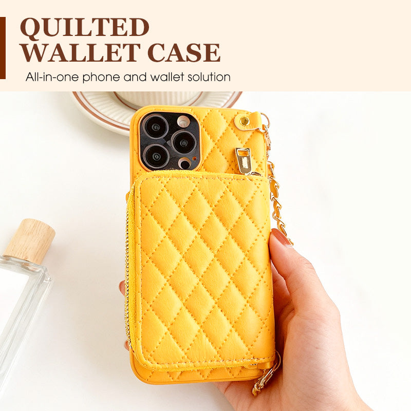 Chic Zipper Wallet Phone Case with Chain Strap