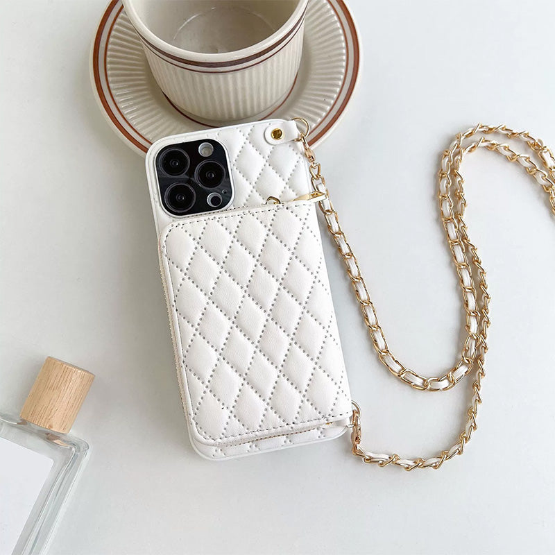 Chic Zipper Wallet Phone Case with Chain Strap
