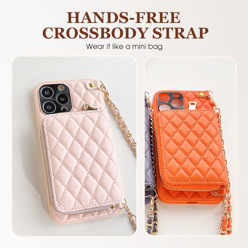 Chic Zipper Wallet Phone Case with Chain Strap