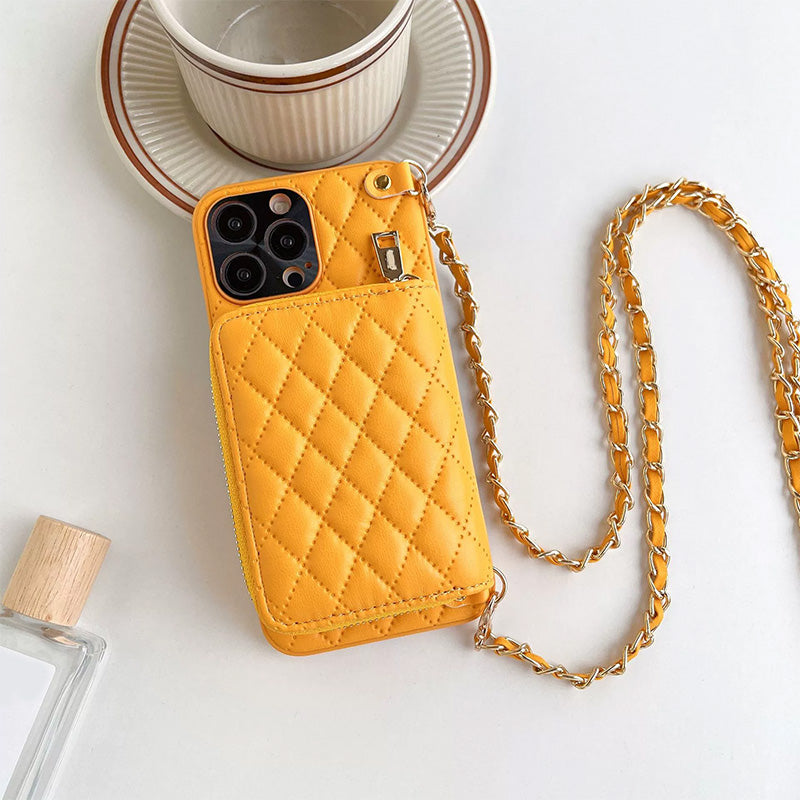 Chic Zipper Wallet Phone Case with Chain Strap
