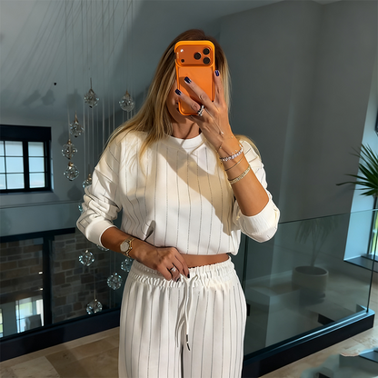 Women’s Casual Vertical Stripe Top & Pants 2-Piece Set