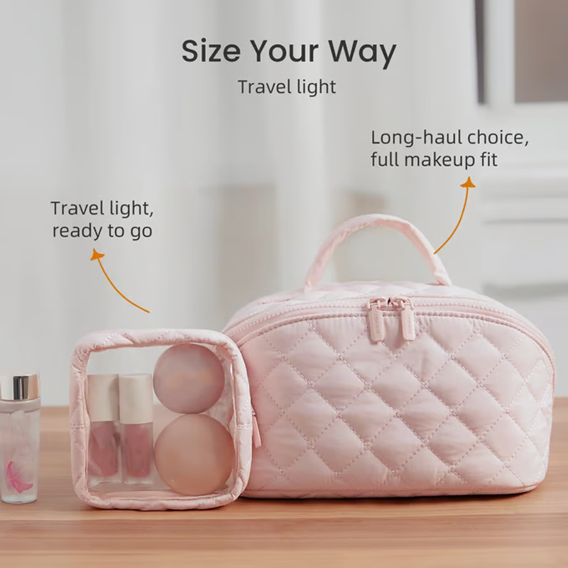 Large Capacity Portable Makeup Bag with Handle
