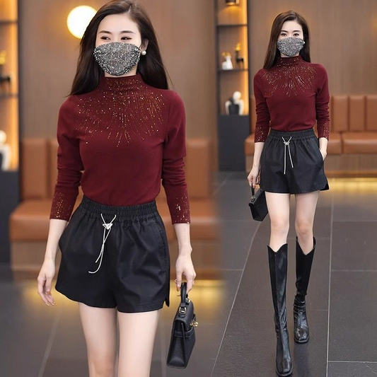 Women's Mock Neck Long Sleeve Top