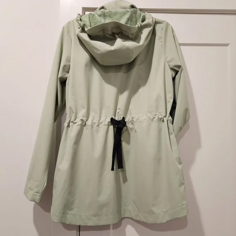 Women's Hooded Parka Jacket with Adjustable Waist & Pockets