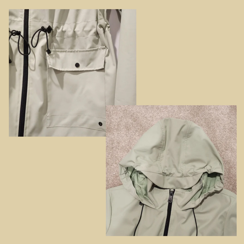 Women's Hooded Parka Jacket with Adjustable Waist & Pockets