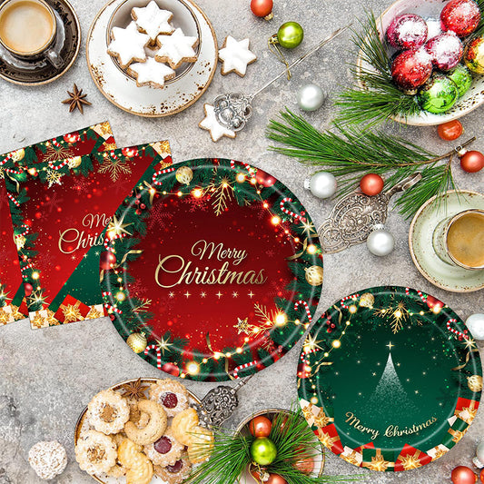 Christmas Disposable Paper Tableware Set for 16 Guests