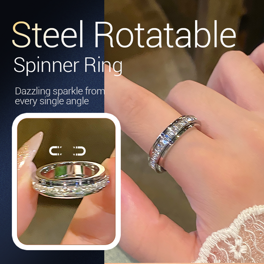 【📍Exquisite Collection📍】Titanium Steel Rotatable Spinner Ring with Zirconia