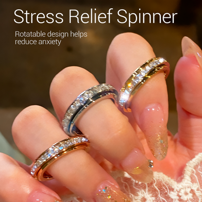 【📍Exquisite Collection📍】Titanium Steel Rotatable Spinner Ring with Zirconia