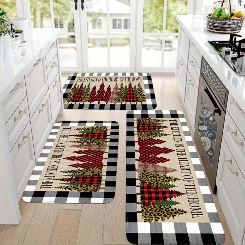 Festive Christmas Non-Slip Floor Mat Set