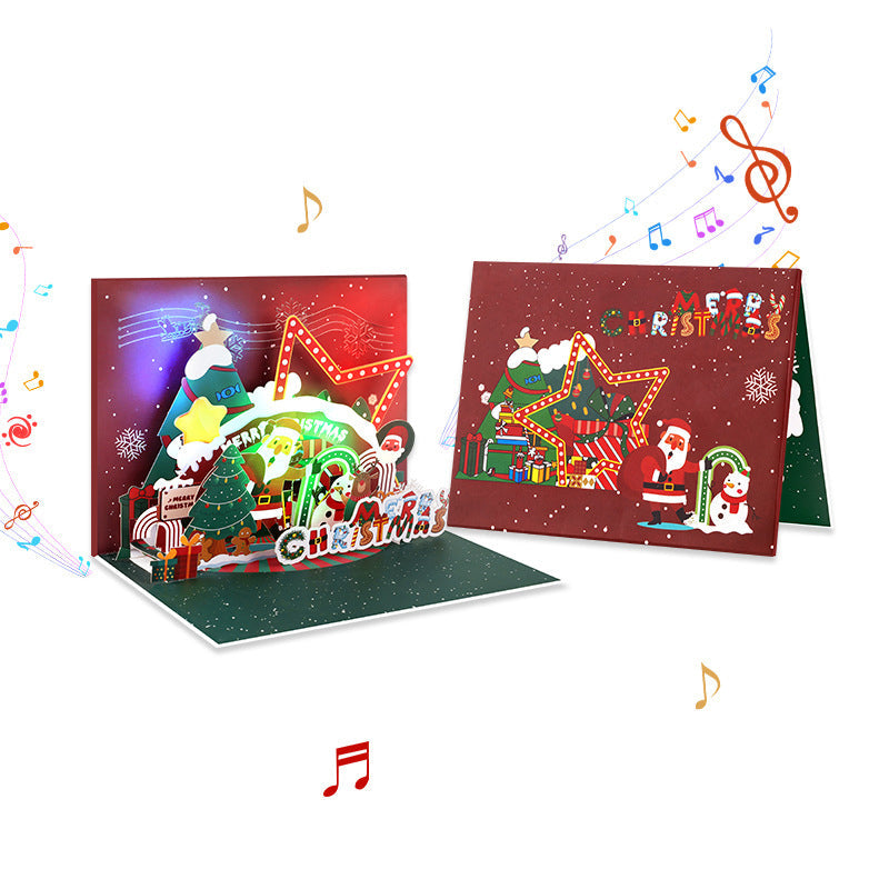 3D Pop-Up Christmas Card with Light & Music