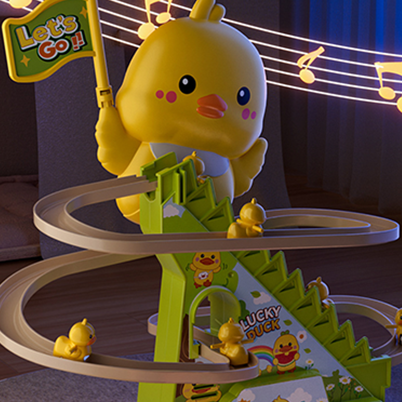 Electric Duck Climbing Stairs Track Toy