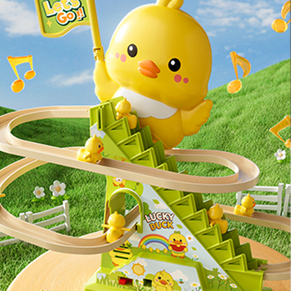 Electric Duck Climbing Stairs Track Toy