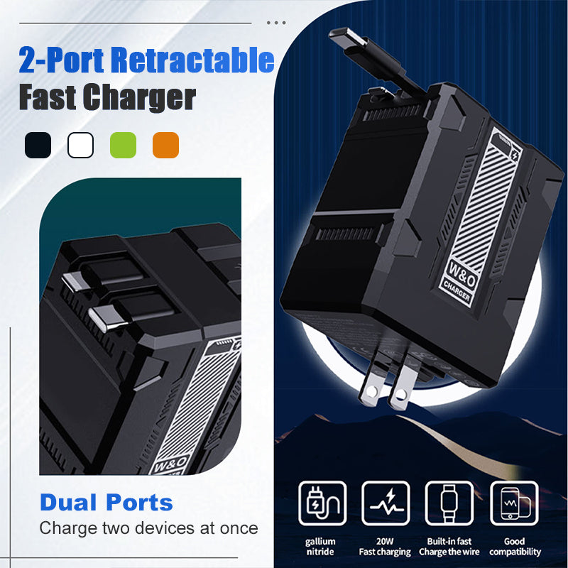 2-Port Retractable Fast Charger