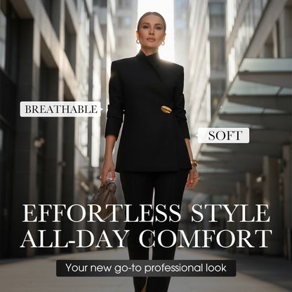 Asymmetric High-Neck Two-Piece Suit Set