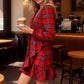 Women’s Stylish V-Neck Plaid Print Dress