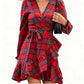 Women’s Stylish V-Neck Plaid Print Dress