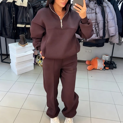 Women's Oversized Half-Zip Tracksuit Set