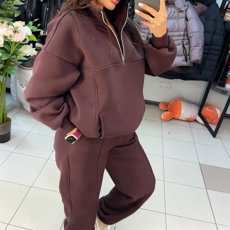 Women's Oversized Half-Zip Tracksuit Set