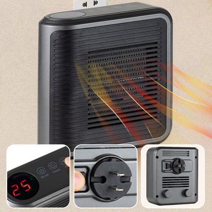 800W Wall Outlet Space Heater with Adjustable Thermostat and Timer