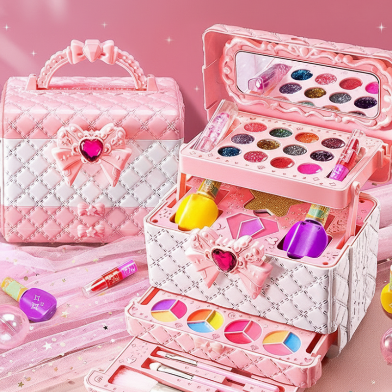 🎁💅Xmas Sale 50% Off✨[Kids Play Makeup Kit with Case]✨ -Water-Soluble Safe Cosmetics for Girls, Creative Dress Up Toy!💖💧