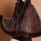 Women's Elegant Faux Fur Sequined Shawl Wrap