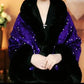 Women's Elegant Faux Fur Sequined Shawl Wrap