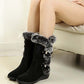 Women's Mid-Calf Snow Boots with Plush Trim